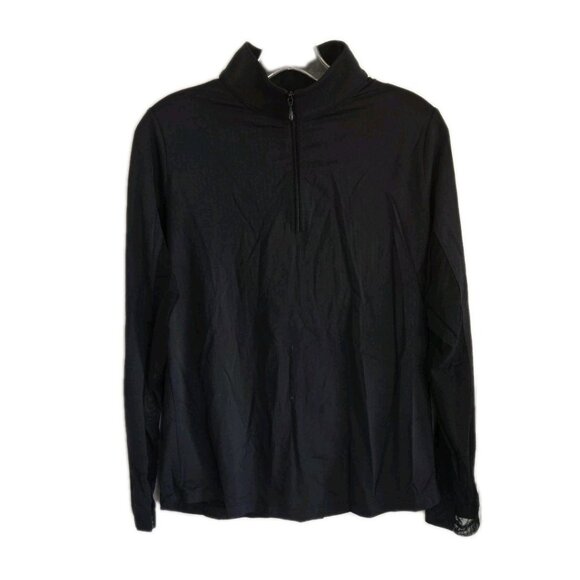 IBKUL Small Golf/Hike 1/4 Zip Pullover Black Long Sleeve Mesh Sleeve Cool Top - Picture 1 of 7
